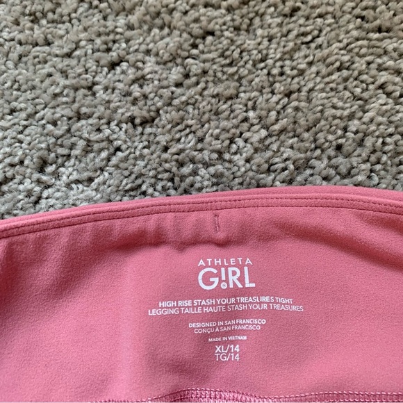 Athleta Girls Mauve Pink Leggings With Pockets Size Extra Large 14 - Picture 5 of 7